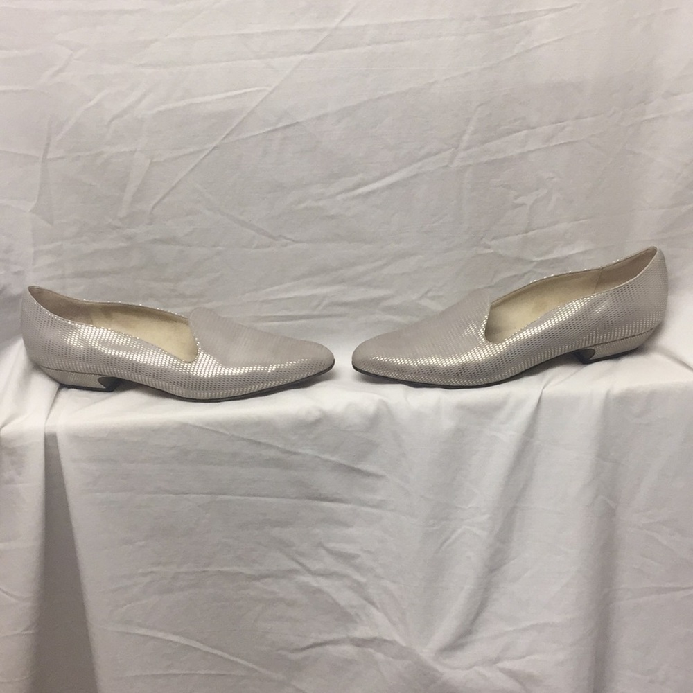 Italian metallic leather slip on shoe